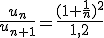 \frac{u_n}{u_{n+1}}=\frac{(1+\frac{1}{n})^2}{1,2}